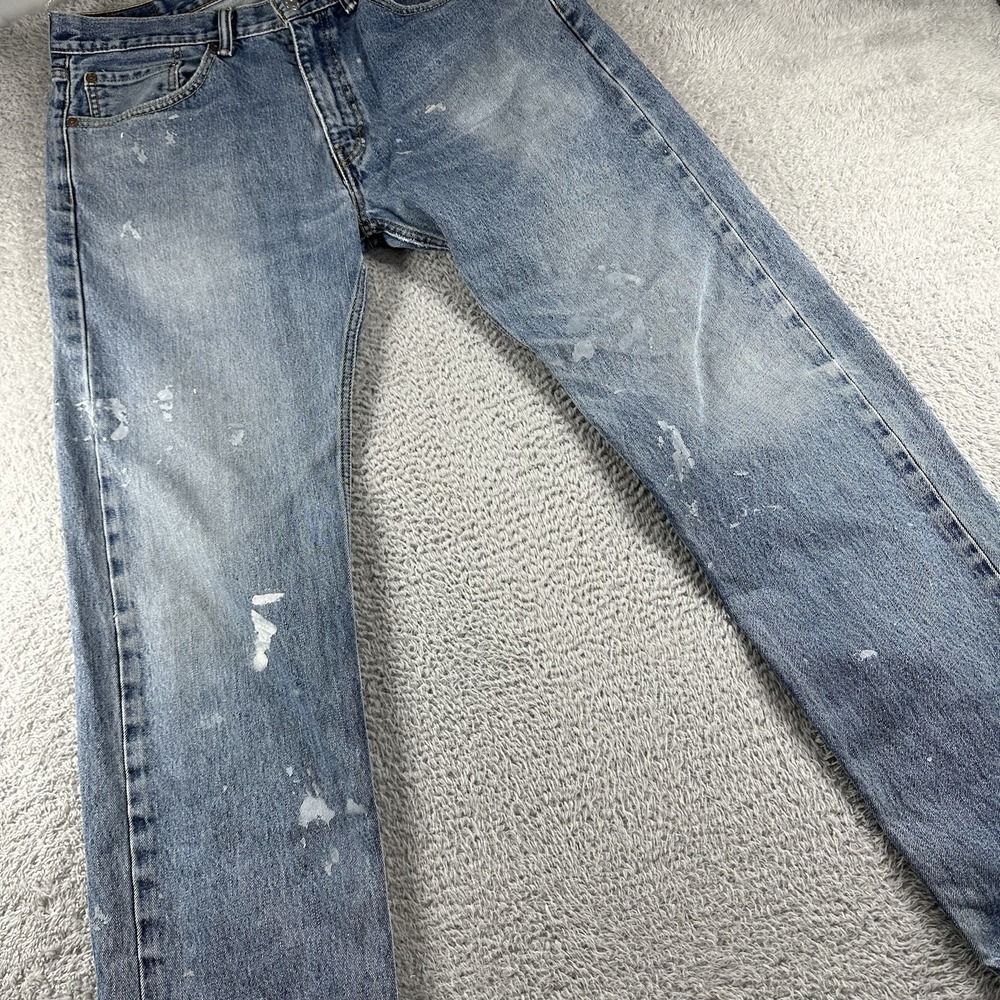 Levi's 505 Jeans Mens 36x34 Blue Paint Stain Artist‎ Art Distress Painter - Picture 6 of 12